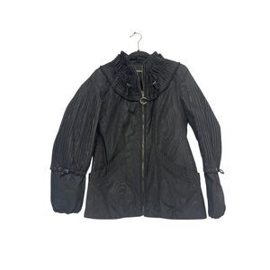 Creenstone Womens Jacket Size 36 US 4-6 Small Black Jacquard Swirl Full Zip